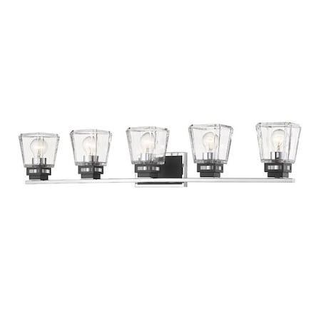 Z-Lite Jackson 5 Light Vanity, Chrome & Clear 474-5V-CH-MB